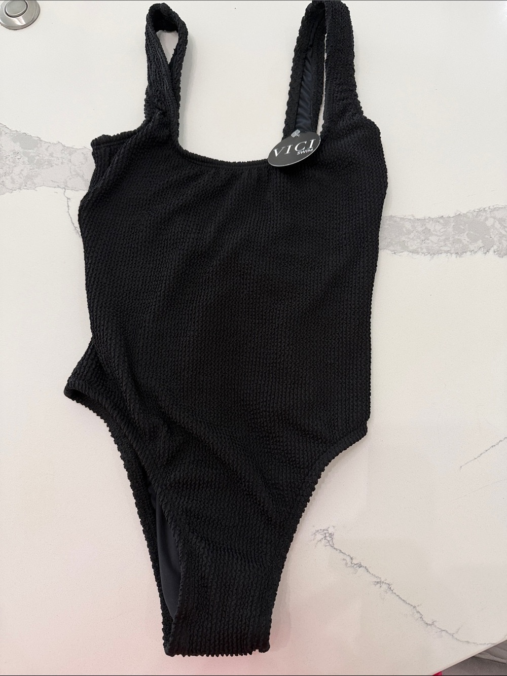 Vici Black Textured One-Piece Swimsuit